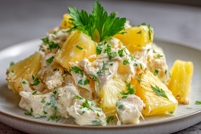 Курица с ананасами и зелёным горошком (вок)